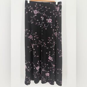 Floral Embroidered Black Skirt
